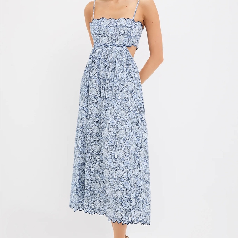 English Factory Blue and White Floral Maxi Dress
